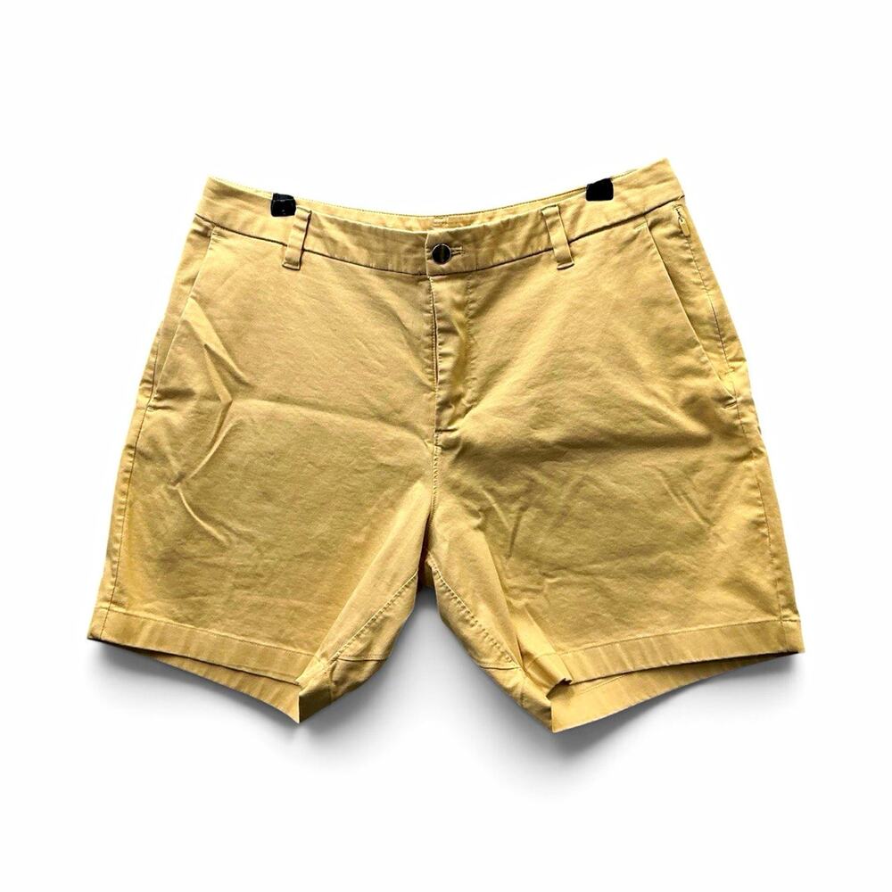 Lululemon Men's Chino Shorts Solid Beige Flat Front Slash Pockets Button sz34